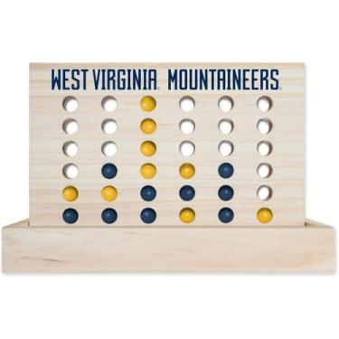 Imagem de Rico Industries NCAA Mini Travel Team 4 in A Row Mini Game- Wooden, Team Colors, 5.5" x 8" (West Virginia)
