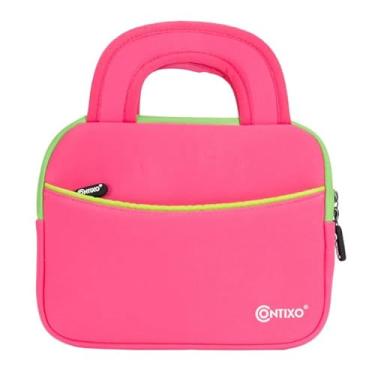 Imagem de Contixo Bolsa para tablet de 10 polegadas - compatível com tablets Contixo K102 e K103 Kids, capa protetora à prova de choque e resistente à água com bolso para acessórios - rosa