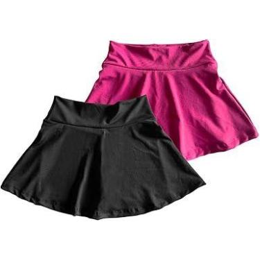 Imagem de Kit 2 Saia-Shorts Roupa Ginástica Treino Fitness Menina Infantil Espor