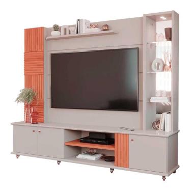 Imagem de Estante Home Theater TV até 60 Polegadas 3 portas 216 cm Espelho Riviera 100% mdf Permóbili Off White/Cinamomo