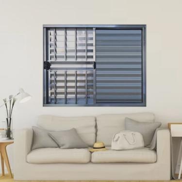 Imagem de Janela Veneziana de Alumínio 3 Folhas 100 X 150cm Linha Modular com Grade