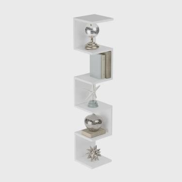 Imagem de Prateleira de Canto Lyra 5 Nichos Decorativos Branco para Sala Quarto Livros