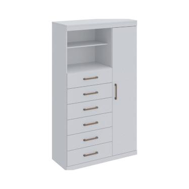 Imagem de Cômoda Multiuso Marabá com 1 Porta e 6 Gavetas Branca Santos Andirá