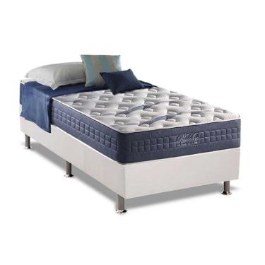 Imagem de Cama Box Solteiro: Colchão Molas Ensacadas Anjos MasterPocket Blue Sea + Base crc Coura...