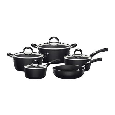 Imagem de Jogo De Panelas Mônaco Em Alumínio Revestimento Antiaderente Starflon Preto 5 Peças - Tramontina 20899050