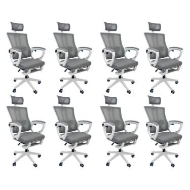 Imagem de Kit 8 Cadeiras de Escritório Presidente Executiva Oficial Paris Cinza