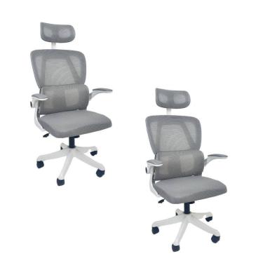 Imagem de Kit 2 Cadeiras de Escritório Presidente Executiva Oficial Legacy Cinza