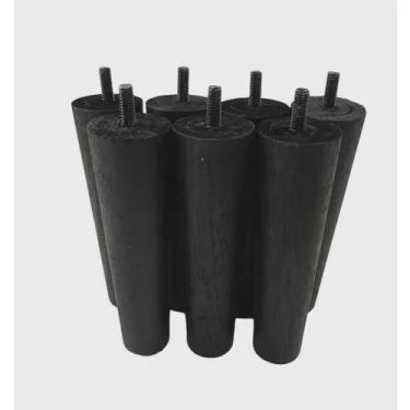 Imagem de 7 Pesinho Fixo Cama Box Baú Madeira Com 15cm Pé Casal Preto