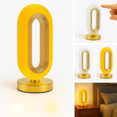 Imagem de Luminária de Mesa Abajur Decorativo Efeito Cristal Dourado Touch 3 Ton