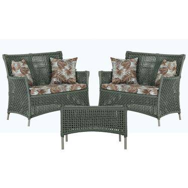 Imagem de 2 Sofás E Mesa Igapó Alumínio Fendi Corda Náutica E6 Trama Verde