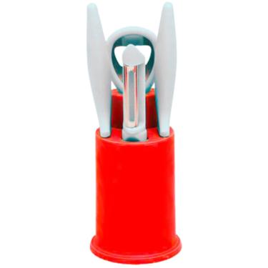 Imagem de Kit Utensílios de Cozinha 5 Peças com Suporte Vermelho saldão