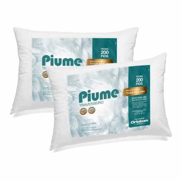 Imagem de Kit 02 Travesseiros Piume Toque de Pluma 100% Alg. 200 Fios - Ortobom