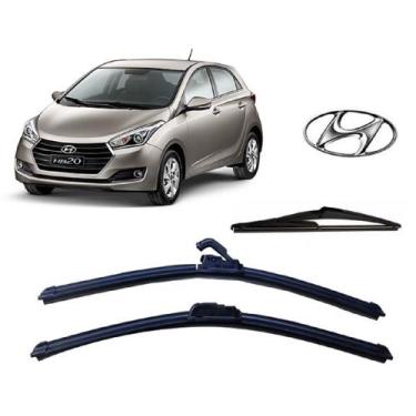 Imagem de Kit 3 Palhetas Limpador Parabrisa Dianteiro + Traseiro Hyundai Hb20 20
