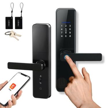 Imagem de Fechadura Com Desbloqueio Biométrico e Senha Virtual Alarme de Seguran