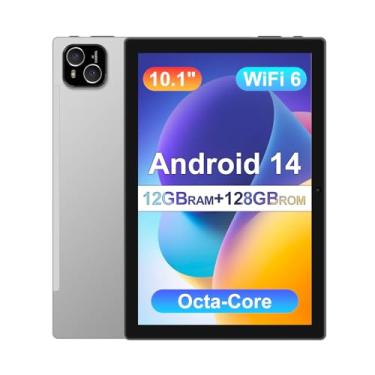 Imagem de ATMPC Tablet De 10 Polegadas Android 14 Com Processador Octa Core, 12 Gb Ram, 128 Rom, 1 Tb Expansível, Tela Sensível Ao Toque Ips 1280X800, Bateria 6000 Mah, Wifi 6, Bt 5.4, Câmera Dupla (Sliver)