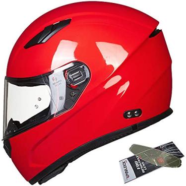 Imagem de Capacete de moto ILM para moto de neve com inserção Pinlock antiembaçamento viseira dupla Motocross ATV Casco para homens e mulheres DOT ECE (vermelho, 3GG)