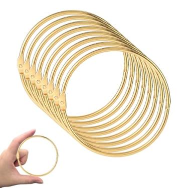 Imagem de BOXOB 8 unidades anéis folhas soltas, 103 mm grandes anéis para pastas clipes metal níquel porta-chaves para fichas cadernos fotos arquivos artesanato casa escola escritório (dourado)