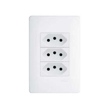 Imagem de Tomada Tripla Fame Habitat 2P+T 10A com Placa 4x2 Branca