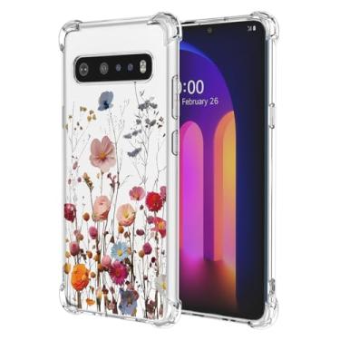 Imagem de RRXSYXL Capa para LG V60 ThinQ, capa para LG G9 com estampa floral transparente, capa macia à prova de choque para LG V60 ThinQ, LG G9, linda flor
