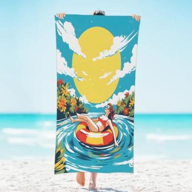 Imagem de KOBLEN Toalha de praia grande para mulheres e meninas, toalha de microfibra leve à prova de areia de secagem rápida, 78 x 154 cm, adequada para piscina e ioga toalha de banho