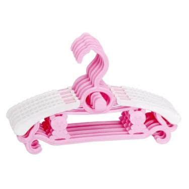 Imagem de Ioensy 5pcs cabides de bebê ajustáveis ​​cabides de roupas para salvamento de espaço para salvamento de espaço recém -nascido armário infantil racks de, Rosa