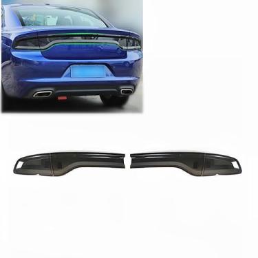 Imagem de sosega Capas de lâmpada de luz traseira para Dodge Charger 2015-2022 4 peças capa decorativa de proteção de luz traseira moldura preta fumada