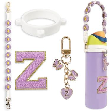 Imagem de Conjunto de pingentes de letras fofas compatível com garrafa de água Owala 680 g, 946 ml, 1,13 g, Owala Kids, copo de café Owala FreeSip – Inclui alça de alça, para acessórios Owala & Stanley Cup