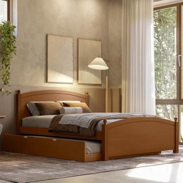 Imagem de Cama Casal de Madeira Com Cama Auxiliar Solteiro Woodstore (Castanho)