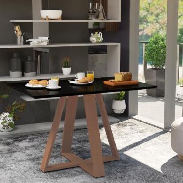 Imagem de Mesa Retangular Jantar 140x77cm Manu Preta Base Madeira Maciça