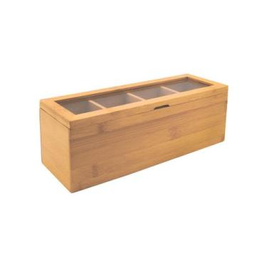 Imagem de Caixa organizadora c/ 4 nichos - bambu - Mimô Store