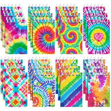 Imagem de 24 pçs mini blocos de notas tie dye multicolorido estilo cadernos de bolso para crianças espiral mini caderno divertido bobina mini bloco de notas suprimentos para festas de aniversário pequenas almofadas para festas de gravata, 8 estilos