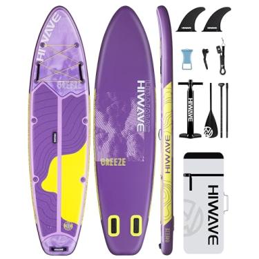 Imagem de Hiwave Prancha inflável de stand up paddle de 28 cm x 86 cm x 15 cm, prancha de remo para adultos e jovens de 158 kg, aceita animais de estimação para oceano e lago, com bomba manual de dupla ação