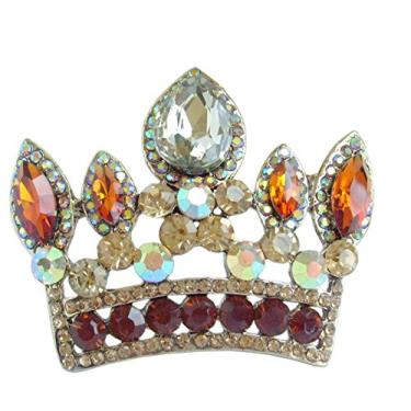 Imagem de Sindary Clássico 6,5 cm Broche de Coroa de Noiva Pino Pingente Cristal Austríaco BZ5050, Strass