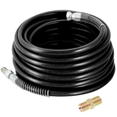 Imagem de Mangueira de spray de tinta sem ar de 30 m, mangueira de pulverizador de tinta universal sem ar de 1/10.2 cm de alta pressão tubo de fibra flexível 3300 PSI tubo de fibra flexível (preto, 30 m)