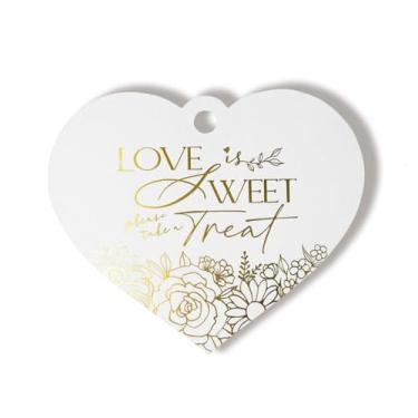 Imagem de Etiquetas de presente Summer-Ray 50 peças de folha dourada premium Love is Sweet Please Take a Treat - Perfeita para lembrancinhas de casamento, sacolas de doces e guloseimas de festa (design floral
