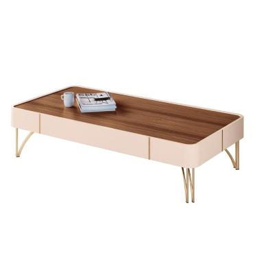 Imagem de Mesa De Centro Para Sala Pés De Aço Alane H01 Off-castanho - Mpozenato