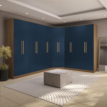 Imagem de Quarto Modulado Kappesberg Adapt Nogueira-azul Profundo 12 Portas 342cm X 263cm