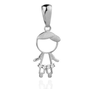 Imagem de Pingente Menino Filho Em Ouro Branco 18k Com Diamantes 16mm - AGAPRIME