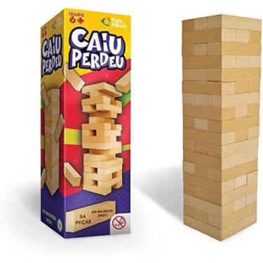 Imagem de Jogo Jenga Caiu Perdeu Jogo Torre de Madeira 54 Peças Desenvolve Coord