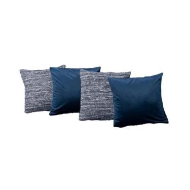 Imagem de Kit 4 Capas de Almofada 40cm x 40cm Jacquard Estampada Suede Lisa - Am