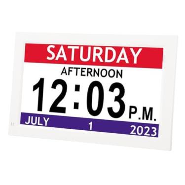 Imagem de Despertador Digital Com Dia e Data, 7 Polegadas de 7 Polegadas Exibir Relógio de Calendário Digital Não Abreviado Fontes Auto Dimning 12 Alarmes Personalizados Com Quadro de