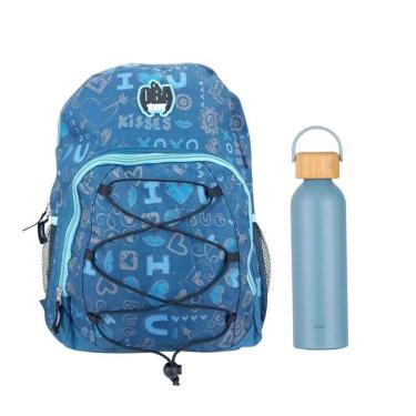 Imagem de Kit Mochila Escolar Infantil Sbdv2033 E Garrafa De água Ga0601 500ml Azul Bali - Fuseco