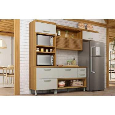 Imagem de Cozinha Modulada Nesher Princesa 3 Peças (1Aéreo+1Balcão+1Paneleiro) C6P63 Freijo/Off White-Nesher