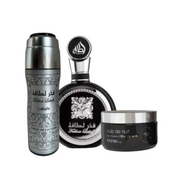 Imagem de Kit Perfume Fakhar Black + Creme Club de Nuit + Spray Fakhar Black - L