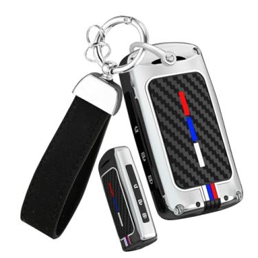 Imagem de HIBEYO Capa de chaveiro adequada para Mazda 3 6 Alexa CX-30 CX-3 CX-5 CX-7 CX-9 CX-4 CX-50 CX-30 2025 2024 2023 Acessórios Liga Fibra de Carbono Textura Smart Key Case com Chaveiro de Couro - 3 Botões