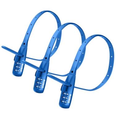 Imagem de Fecho de amarrar com zíper ajustável para bicicleta, bicicleta elétrica, bicicleta infantil, capacete, geladeira, scooter, armários, gavetas, portões, cercas, pacote com 3 (azul)