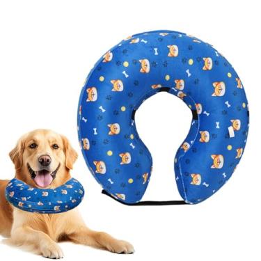 Imagem de Rrlihjgu Colar Inflável Para Cães,Colar Ajustável Anti-lambe Para Cães - Cone De Recuperação Para Evitar Lamber Proteger Arranhões Pós-cirúrgico Natação Treino