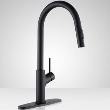 Imagem de Achelous Torneira de cozinha preta com pulverizador magnético de encaixe para baixo, torneiras de pia de cozinha de aço inoxidável, montagem de deck de manípulo único, Grifos De Cocina (preto)