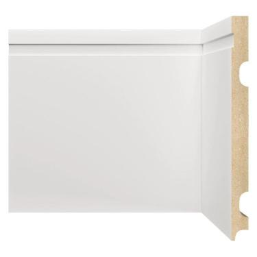 Imagem de Kit Rodapé de MDF 10 Barras Frisadas 20cm x 2,40m Rende 24 Metros Moldufama Branco