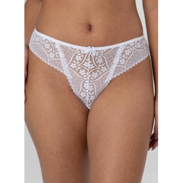 Imagem de Calcinha de Renda e Microfibra Fio Duplo - Gimara, GG, Branco